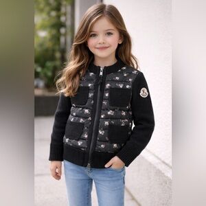Moncler Girls Floral Knit Down Hybrid Jacket Size XS Approx 6–7